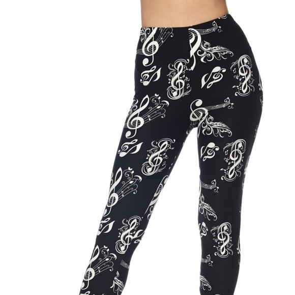Music Melody Leggings One Size Plus Black/White - Picture 8 of 8